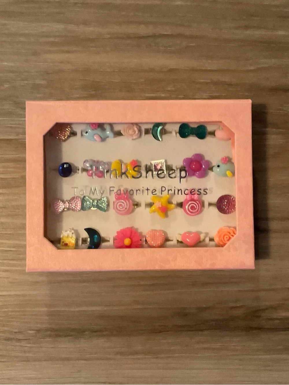 Pinksheep | Girls Pink Jewelry Ring Set - Cute Multicolor Charms
